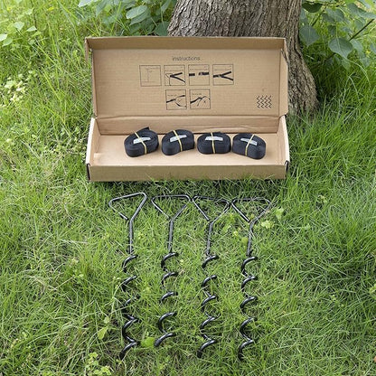 Trampoline Stakes Heavy Duty Strong and Galvanized Steel Corkscrew High Wind Anchor Kit for